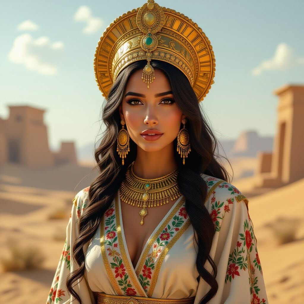 Sumerian Woman in Ancient Landscape