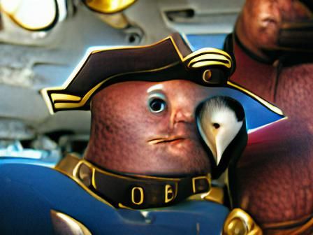 Surreal Captain with Breasts as Facial Features