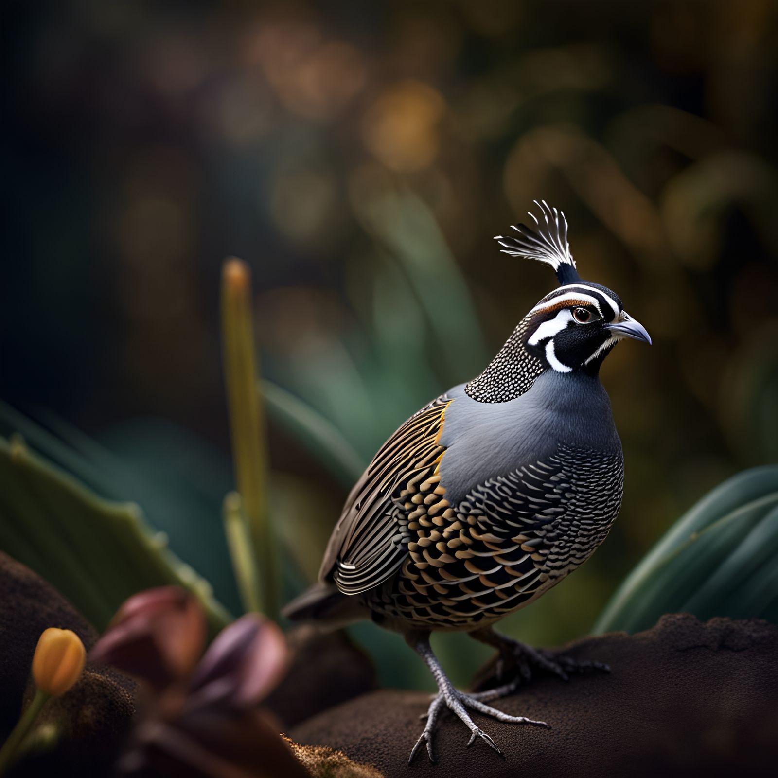 California Quail Portrait in Natural Light