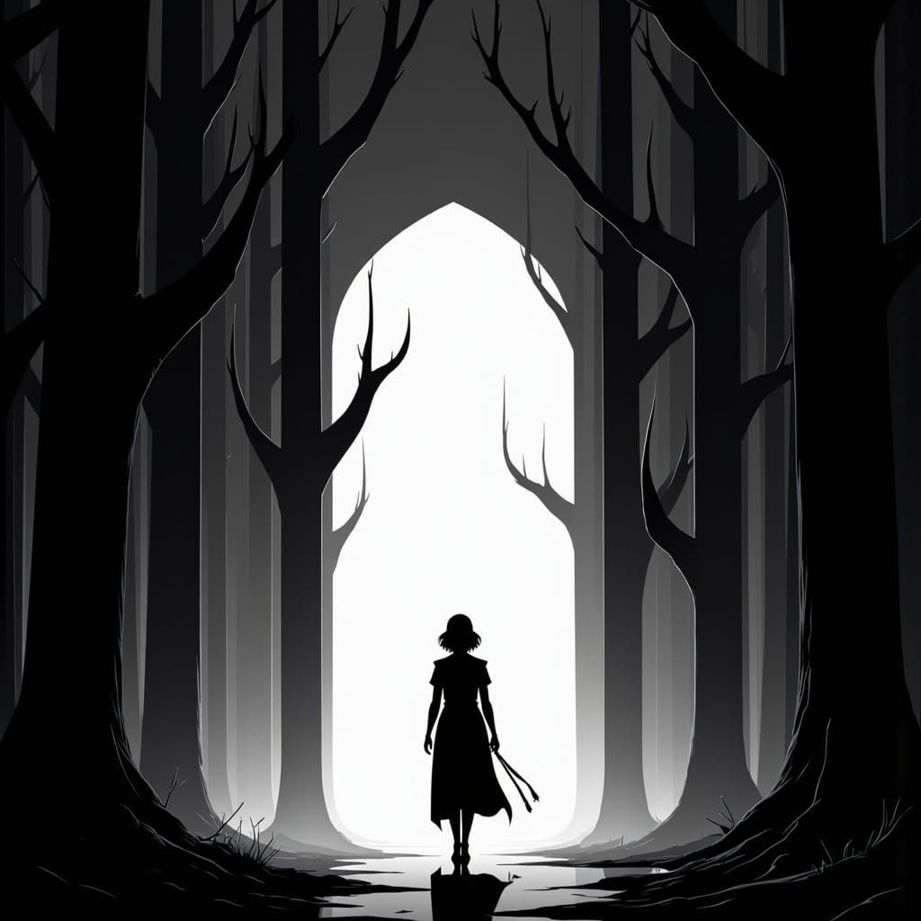 Mystical Labyrinth: A Minimalist Illustration in Dramatic Li...