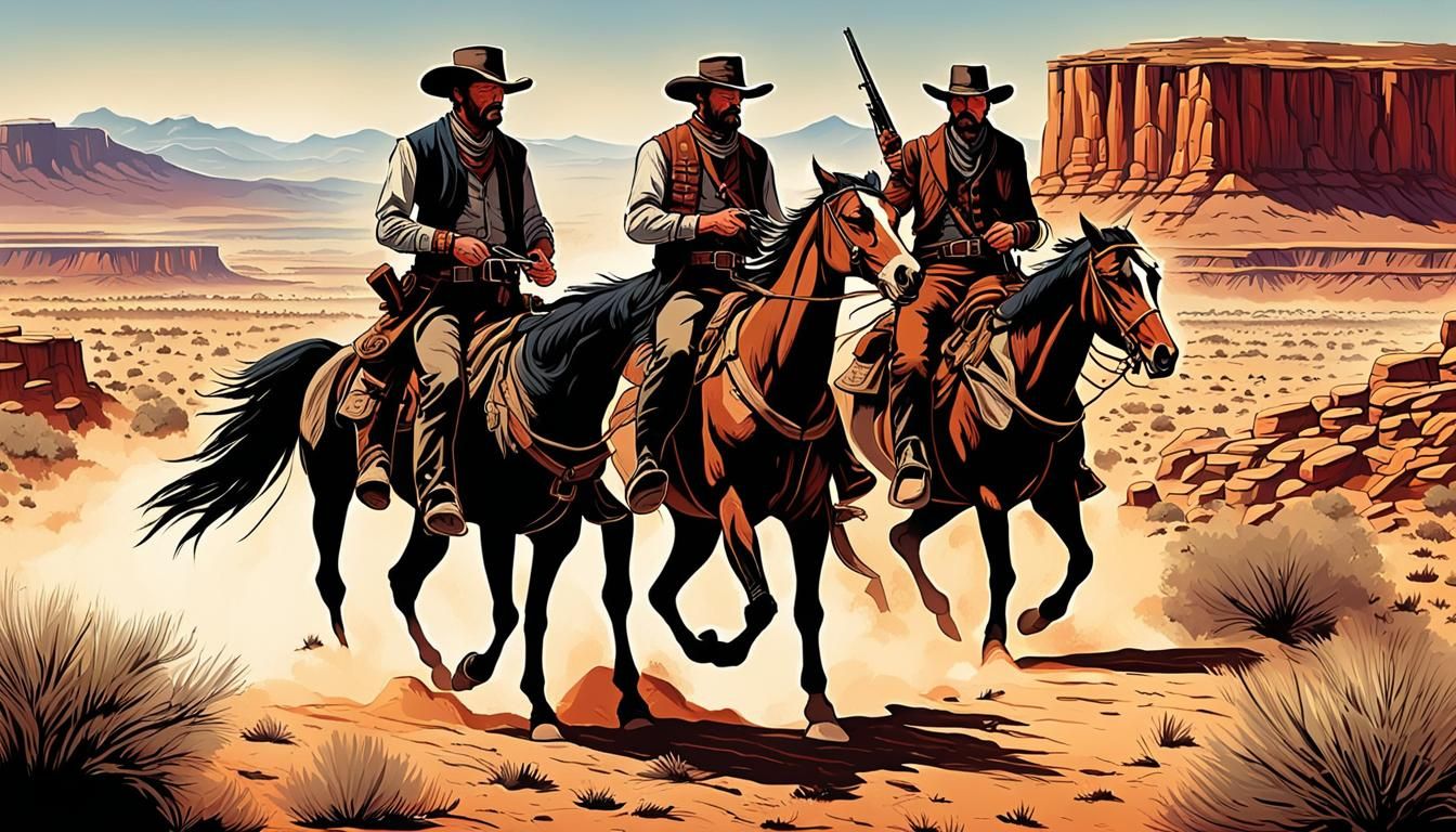 Wild West Gunslingers: Dramatic Cinematic Film Still