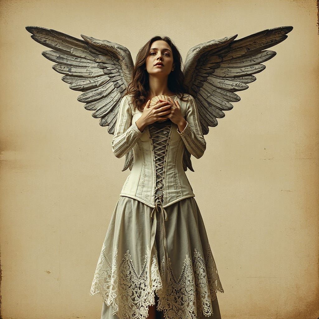 Angel of Death in Massurrealist Distressed Photo