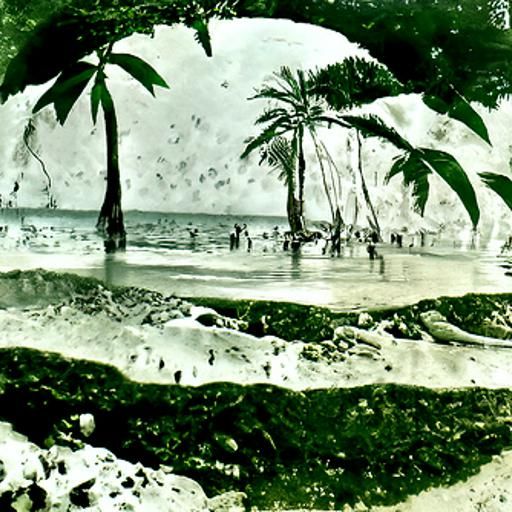 Nostalgic Tropical Beach Scene in Hyperdetailed Photo