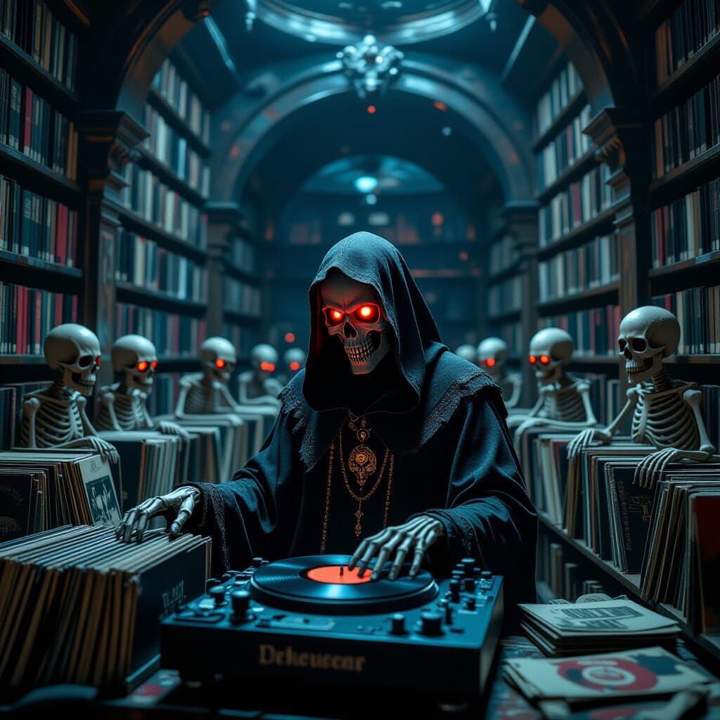 Demonic DJ in Ancient Record Library