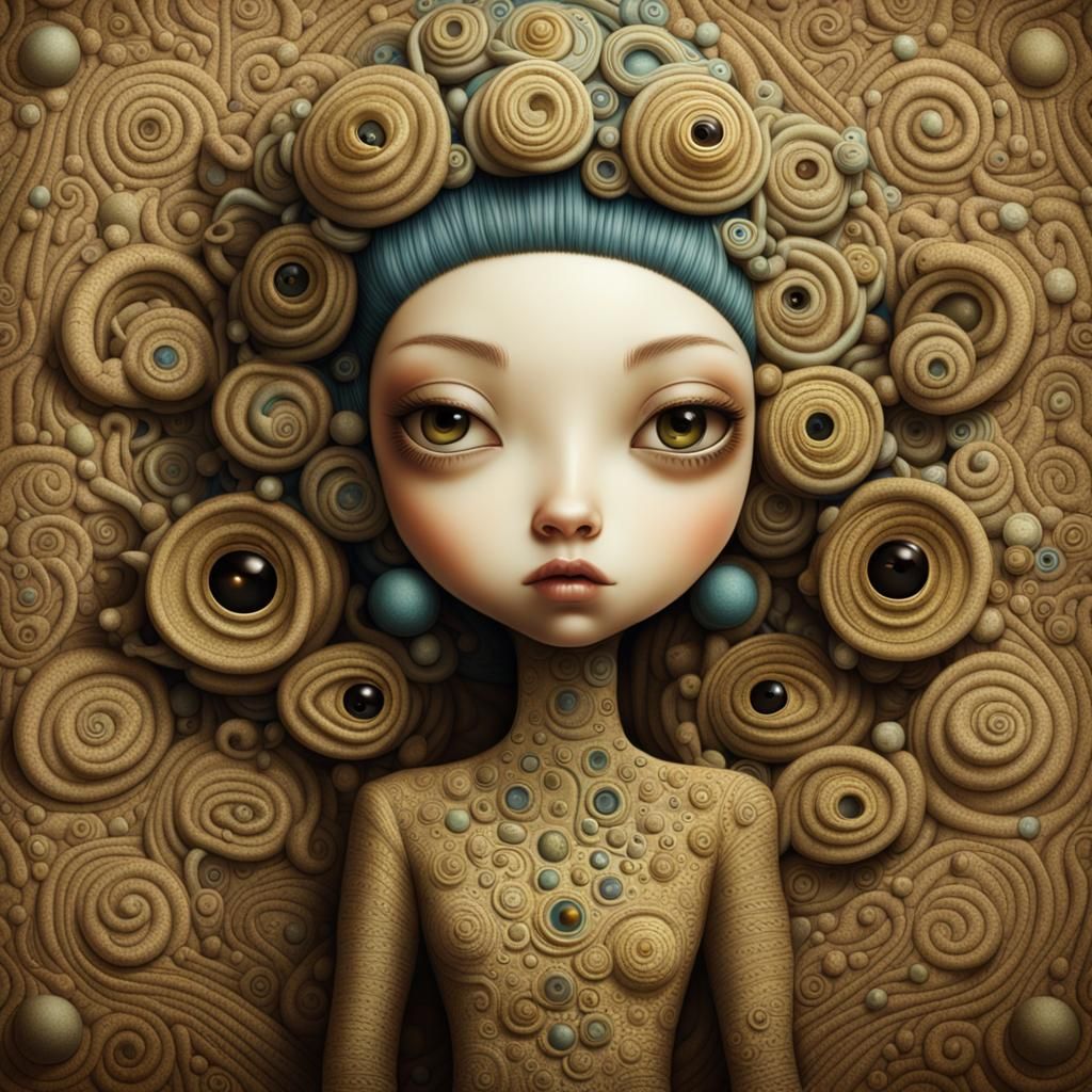 Surreal Abstract Face Art in Naoto Hattori Style