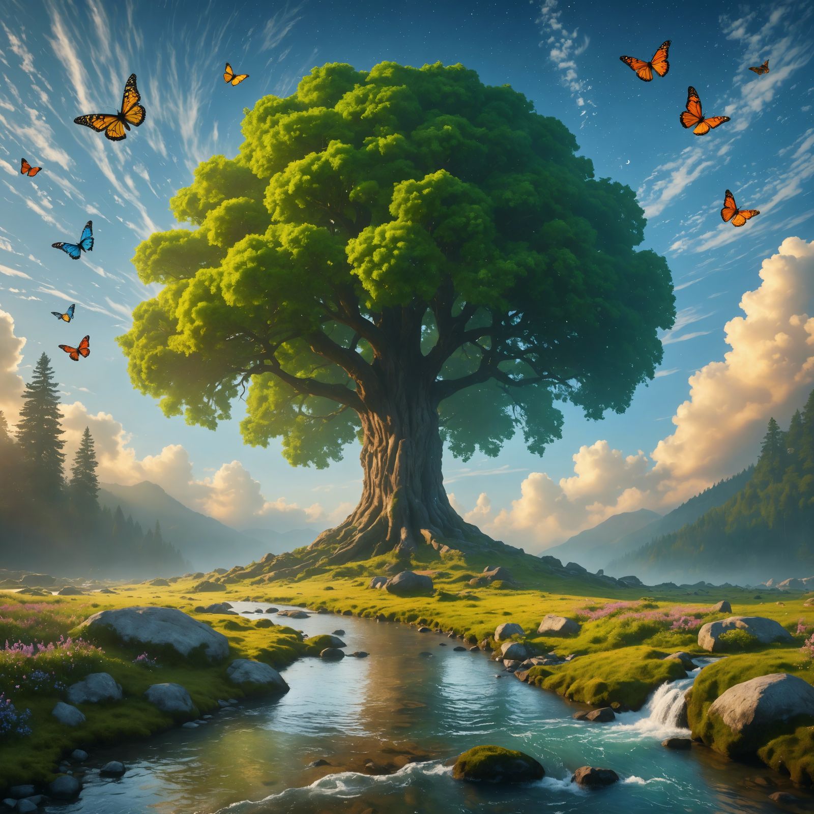 Meditative Serenity Under Azure Skies