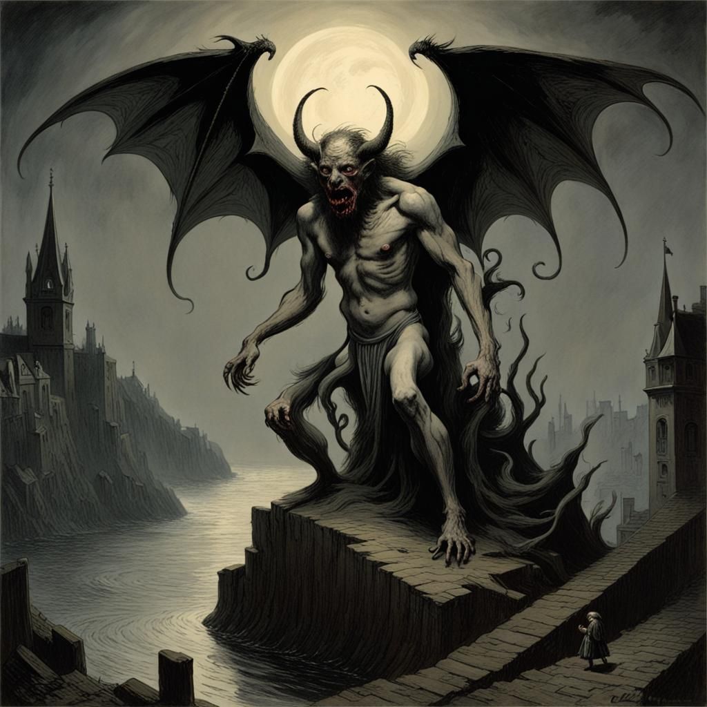 Dover Demon in Horror Style