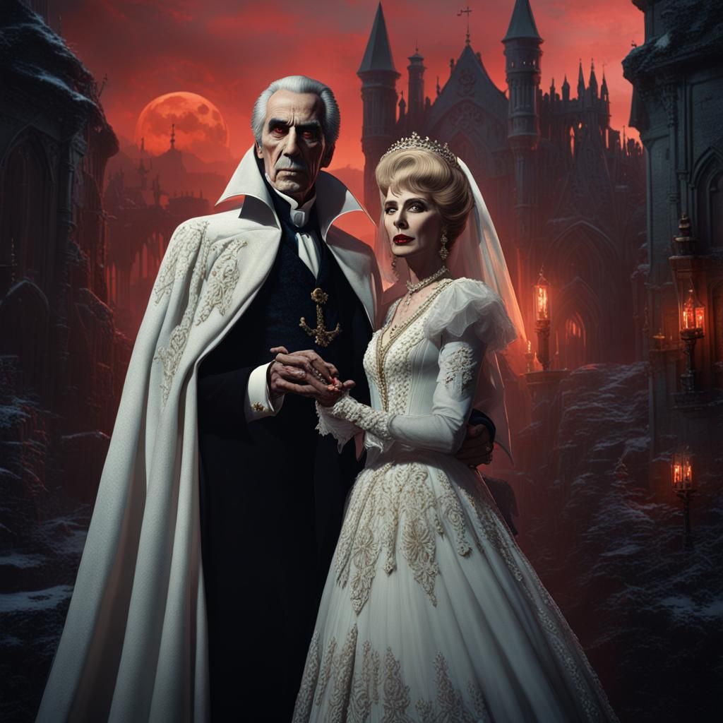 Dracula and Vampire Bride, Detailed Matte Painting