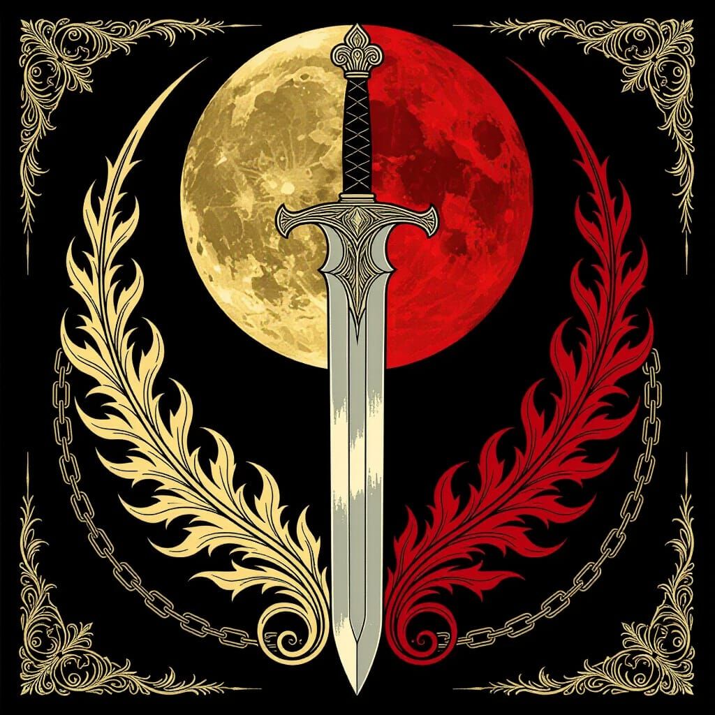 Majestic Crest with Sword and Opposing Flames