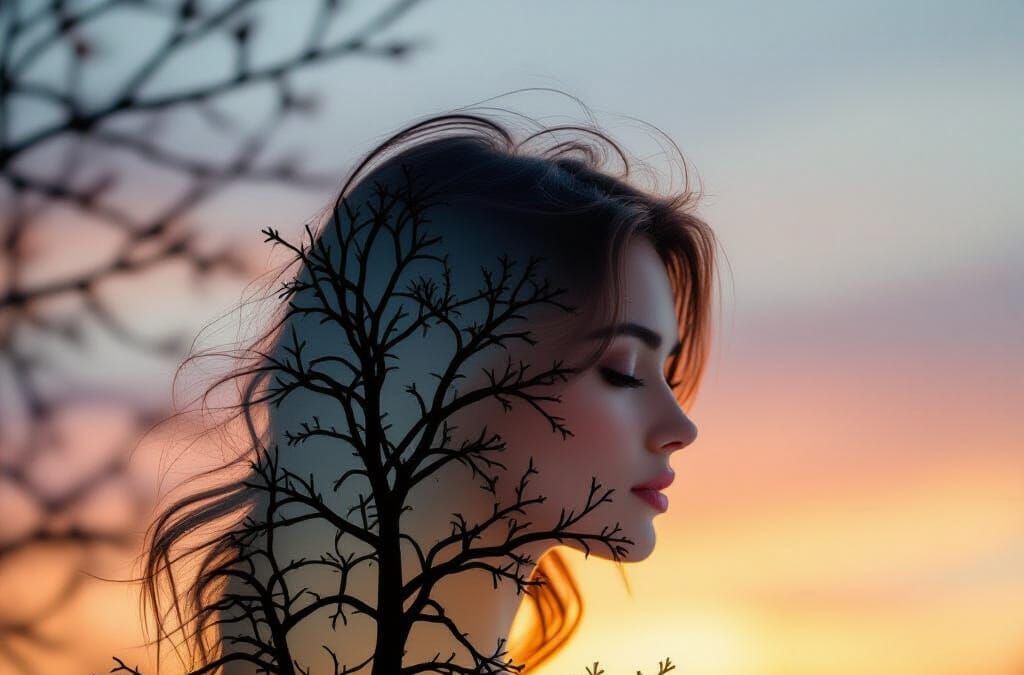 Abstract Double Exposure Portrait Art