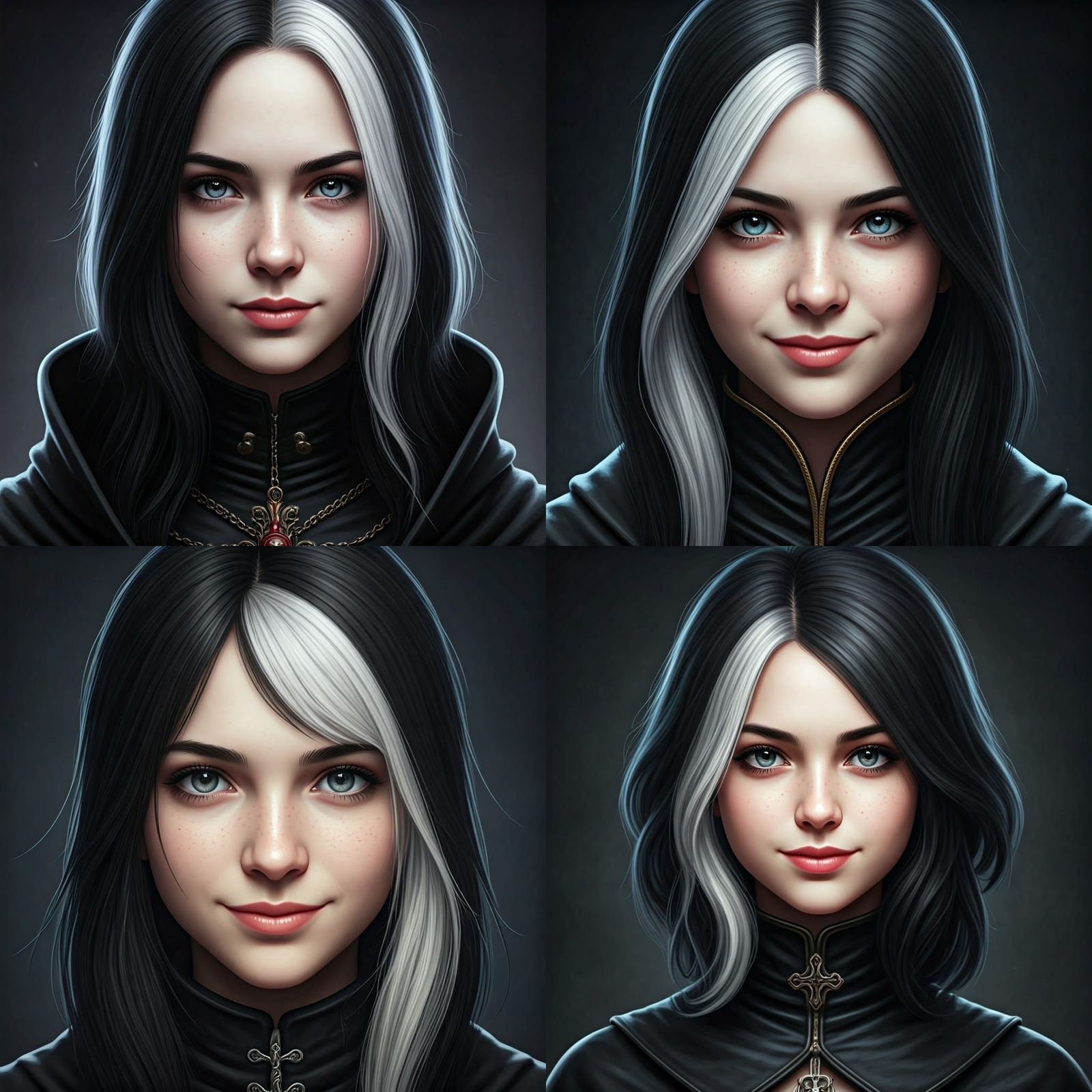 Dark Medieval Inquisitor's Apprentice Girl with Twinkling Ey...