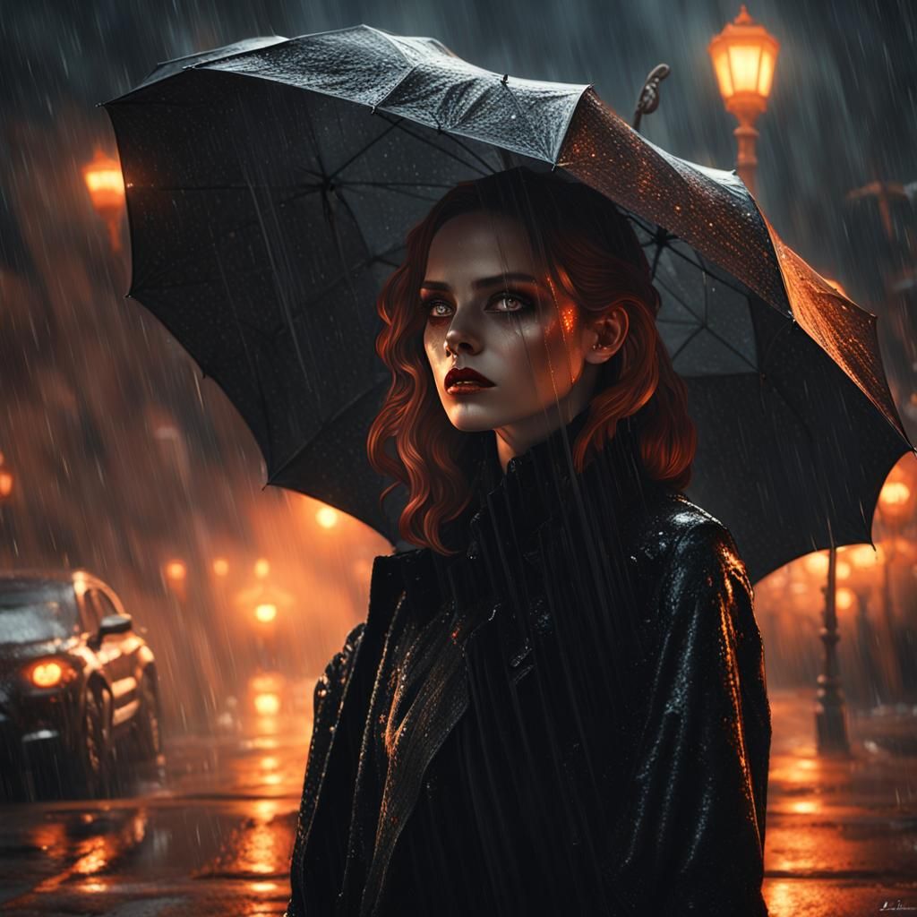 Woman in Velvet Dress, Dark Fantasy Concept Art