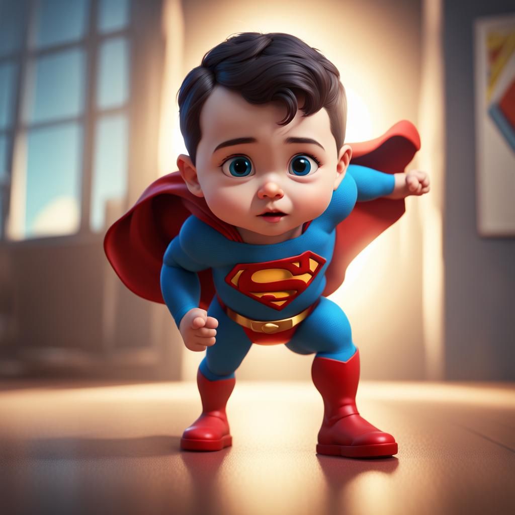 Baby Superman as 3D Digital Art