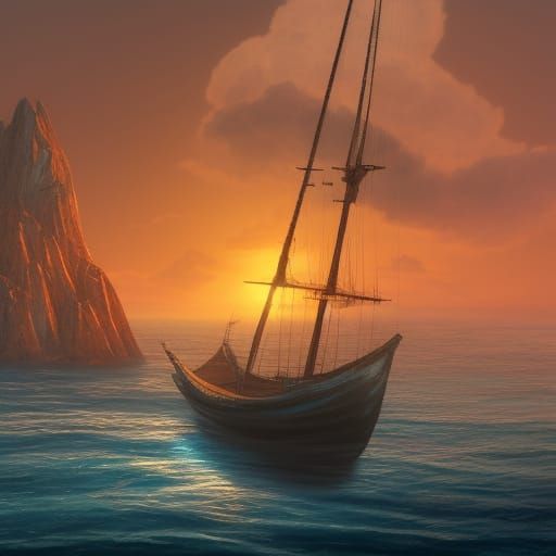 Sailboat at Sunset: Detailed Matte Painting