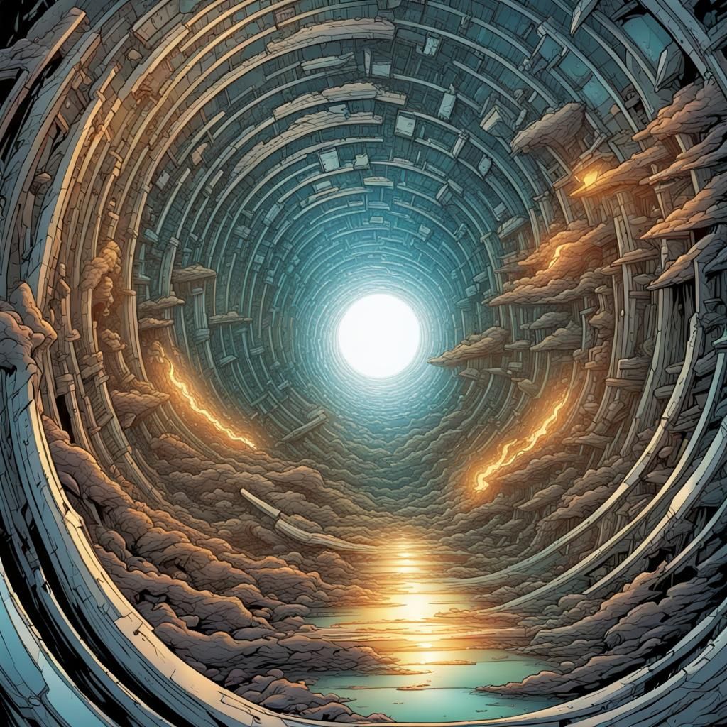 Infinite Mirror Reflections in Comic Book Art Style