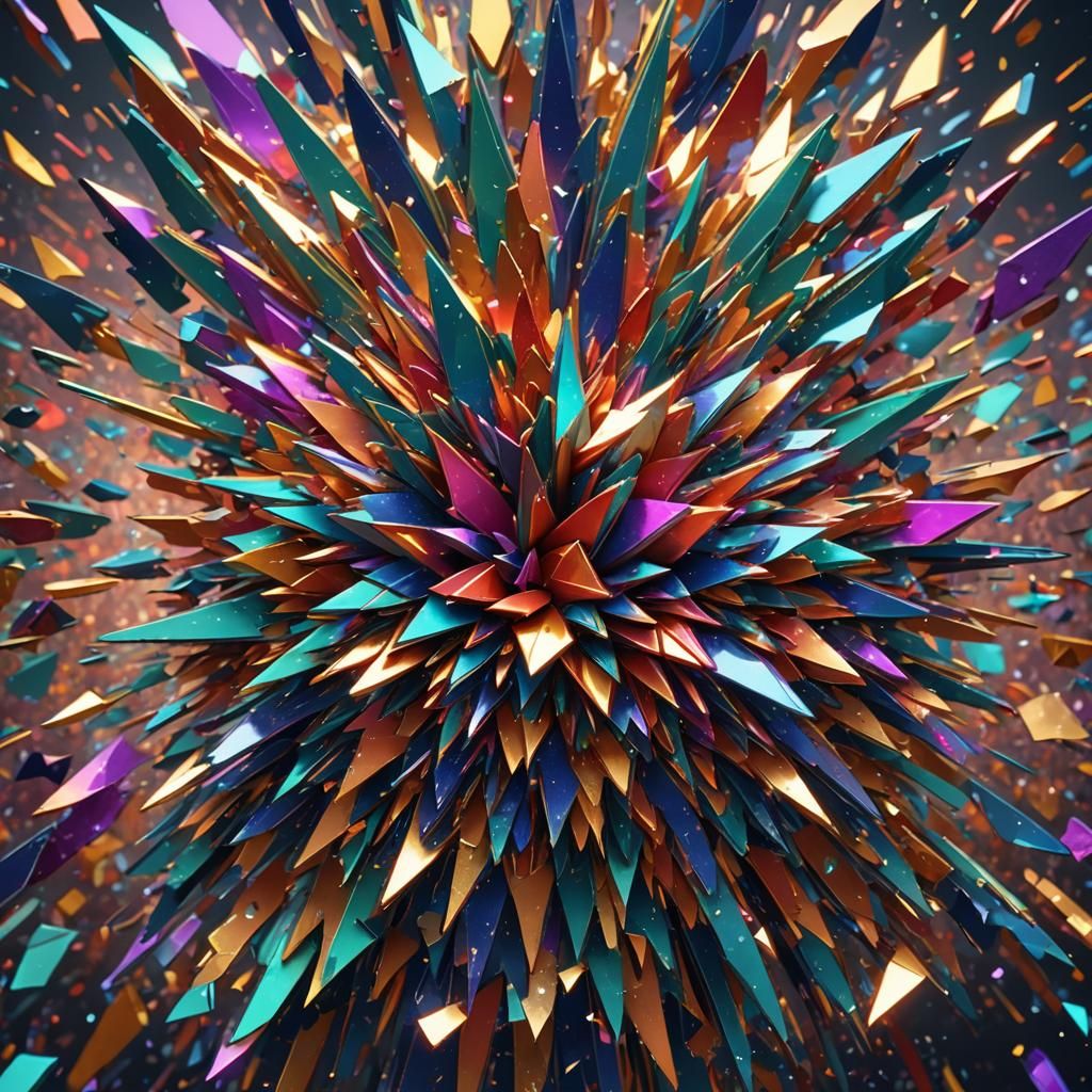 Colorful Shard Explosion: Fantastical Art