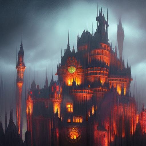 Sinister Psychedelic Fantasy Castle Art