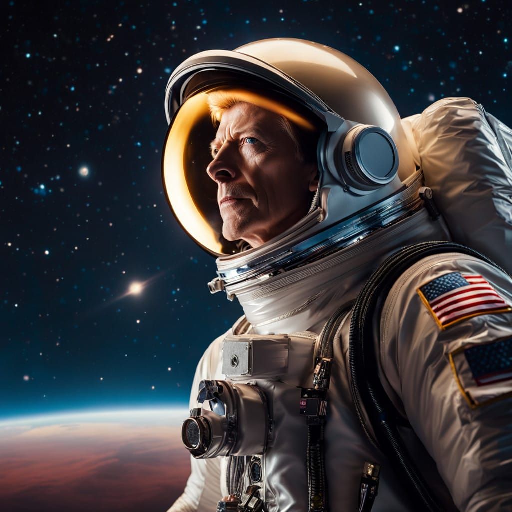 Glowing Astronaut Hybrid in Sinister Liquid Background