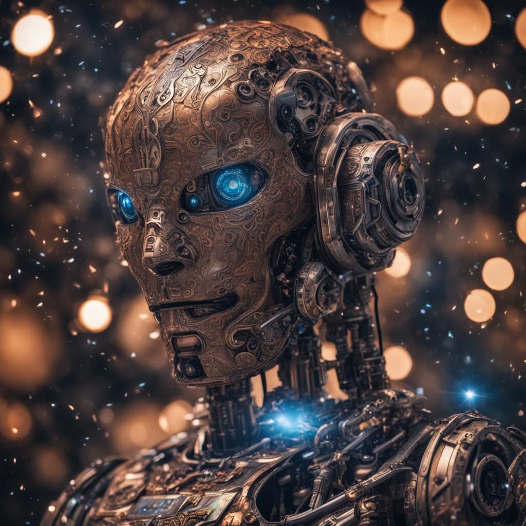 AI Robot Celebrates New Year in Hyperrealistic Style