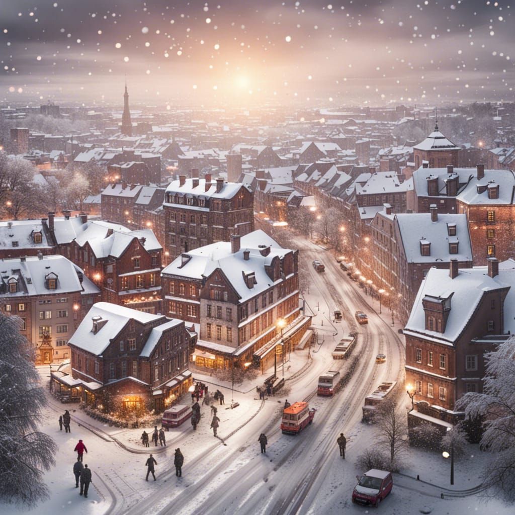 First Snow: Happy People Celebrate Winter