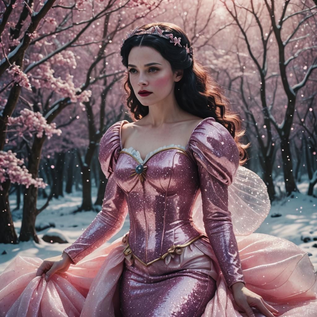 Snow White Space Mermaid with Pink Sparkles