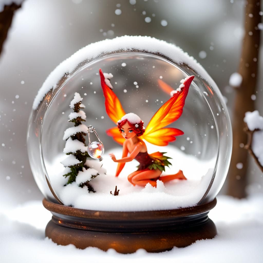 Fire Fairy in a Snowglobe trying to be Warm