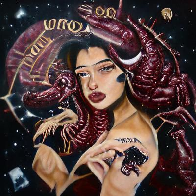 Scorpio Zodiac Sign in Graphic Oil Painting