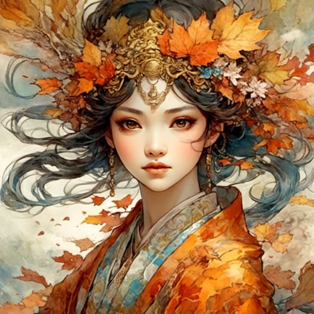 Autumn Goddess in a Magical Fantasy Painting