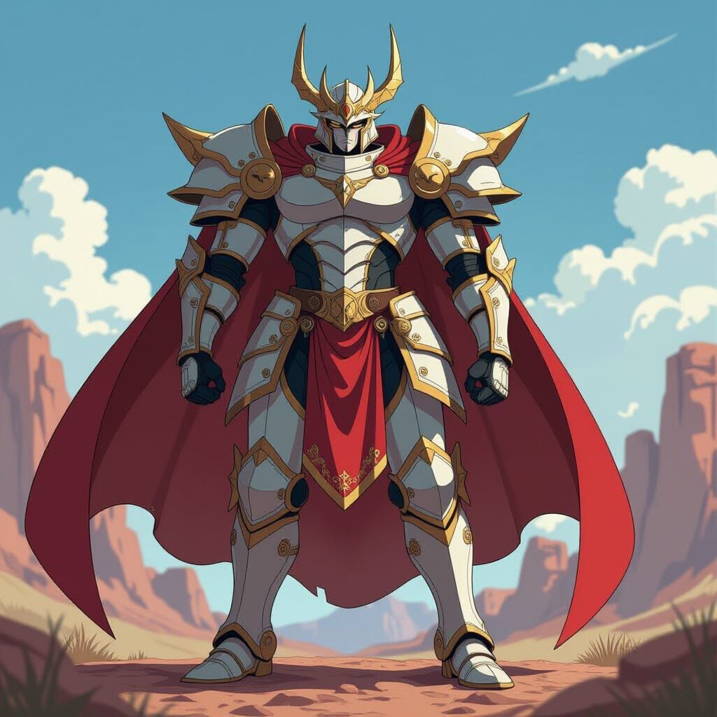 Aries as Armored Anime Man in Manga Style