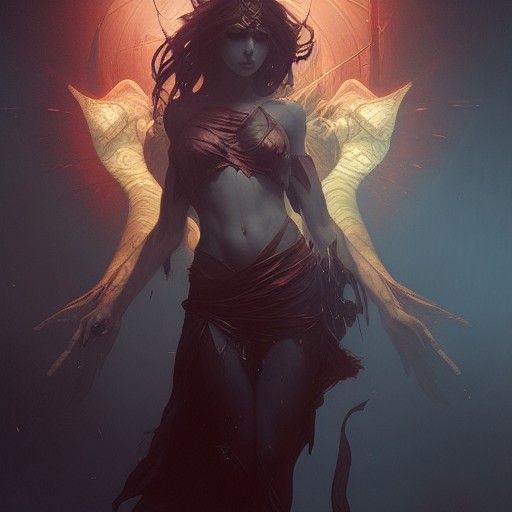 Hyperdetailed Demon Girl in Dark Fantasy Style