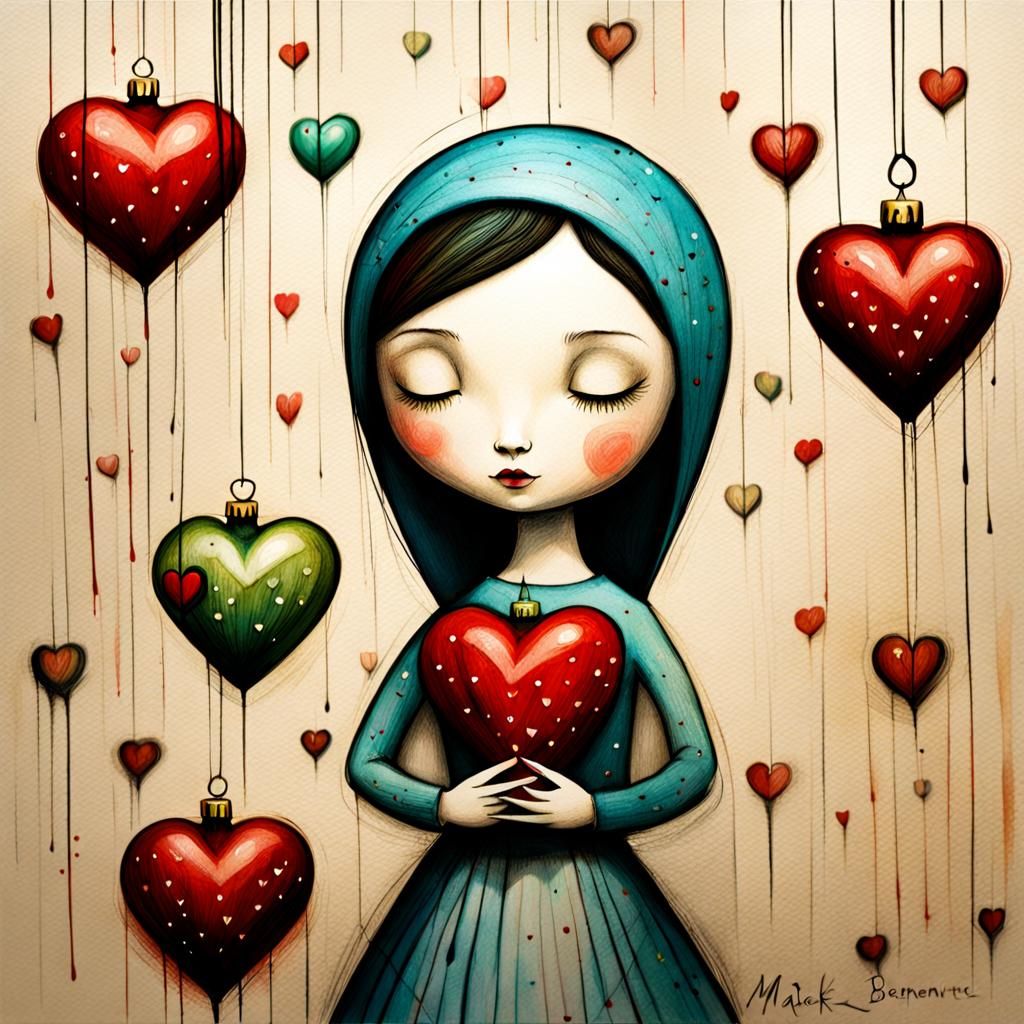 Ballerina Figurine with Christmas Decorations Sketch