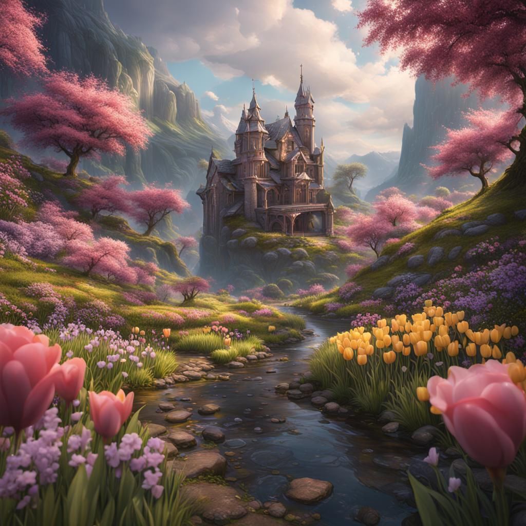 Fantastical Spring: A Detailed Matte Painting