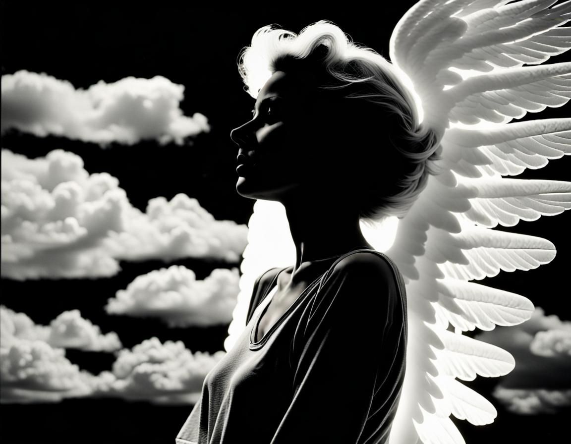 Fluorescent Angel Portrait in Black Light UV