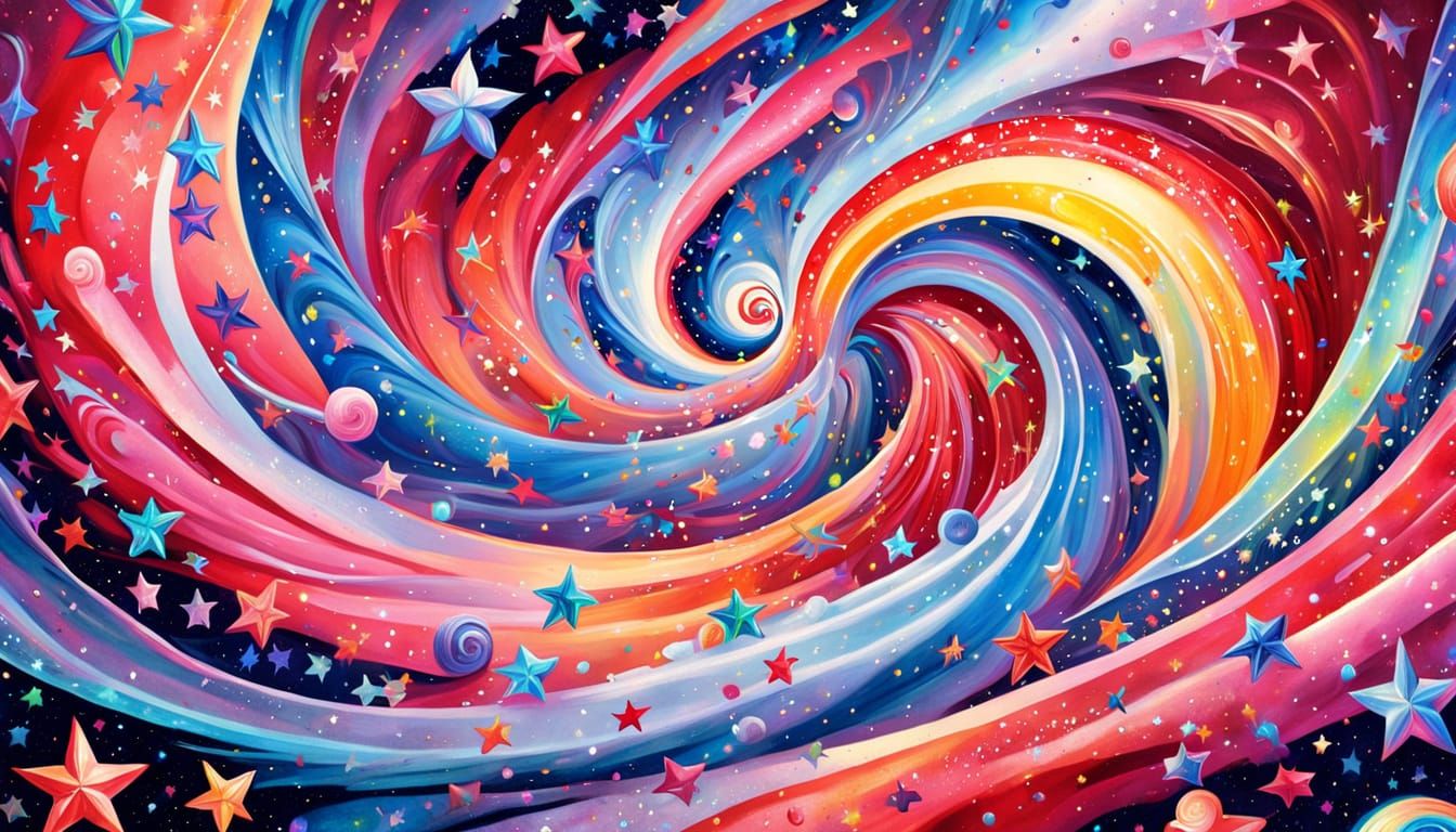 Iridescent Stars Swirl in a Vibrant Space Image