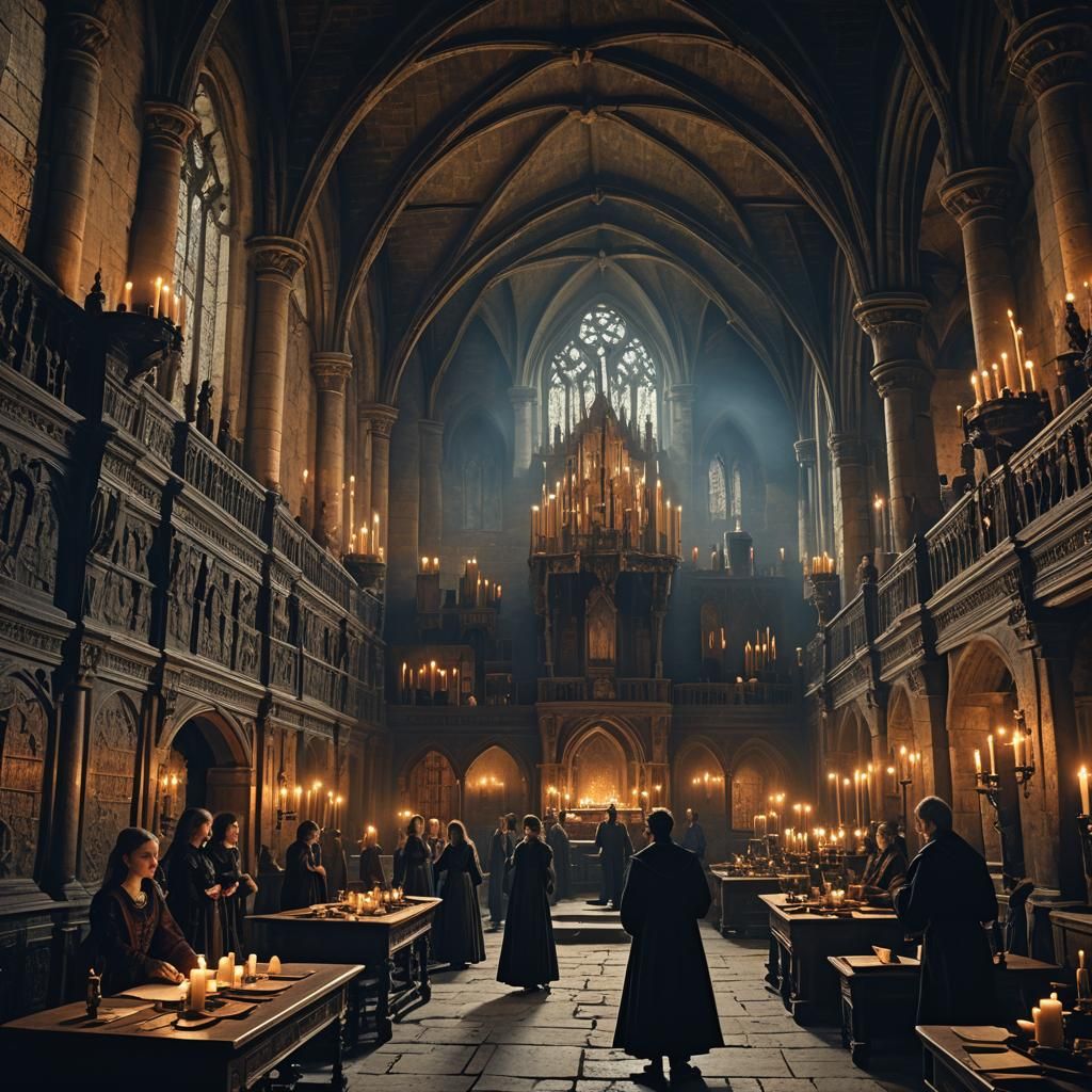 Gothic Fantasy Classroom in Ornate Castle Interior