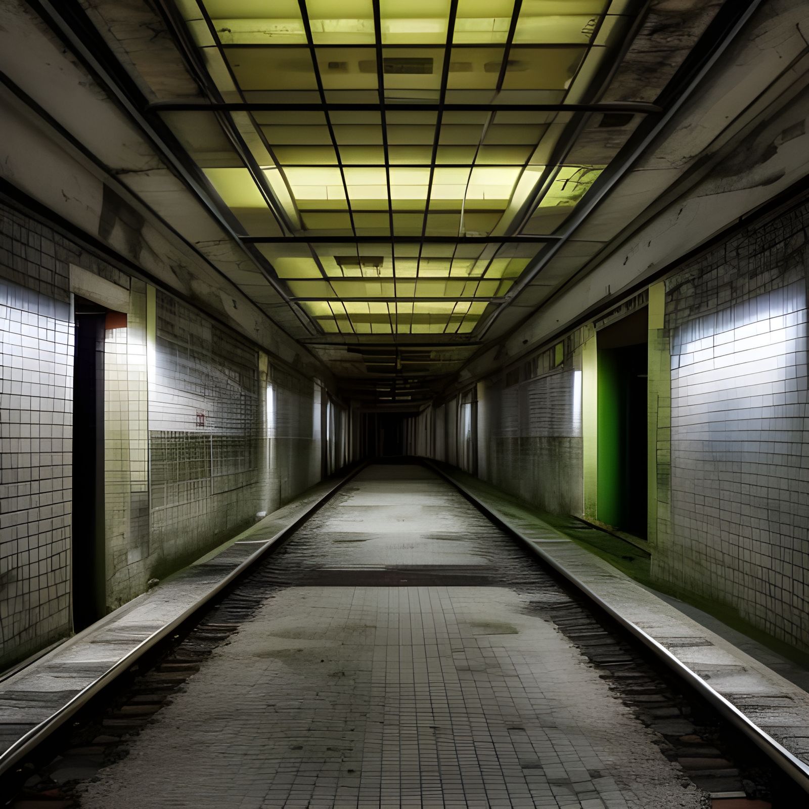 Eerily Lit Abandoned Subway Station in Professional Photogra...