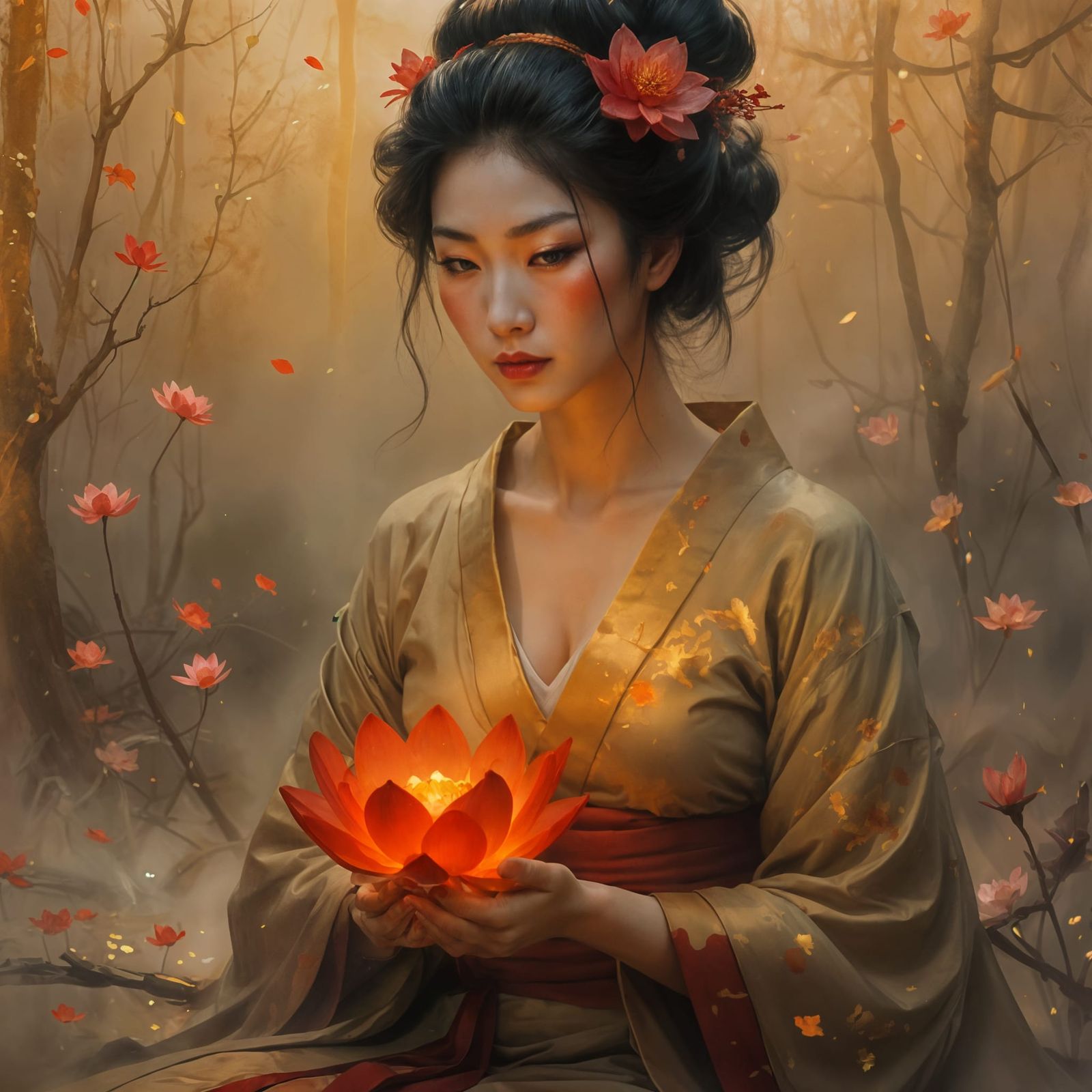 Ethereal Geisha in Whispers of Sakura