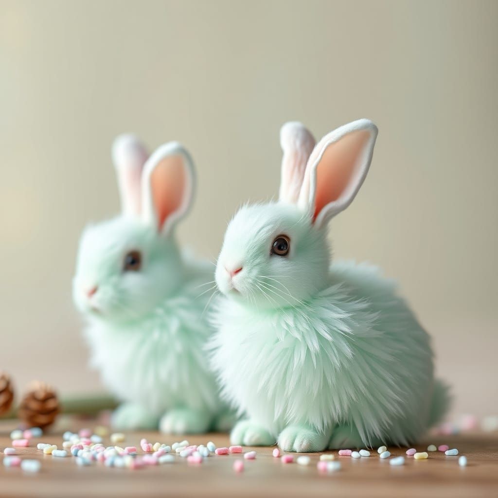 Mint Green Crystal Rabbits: Professional Photography