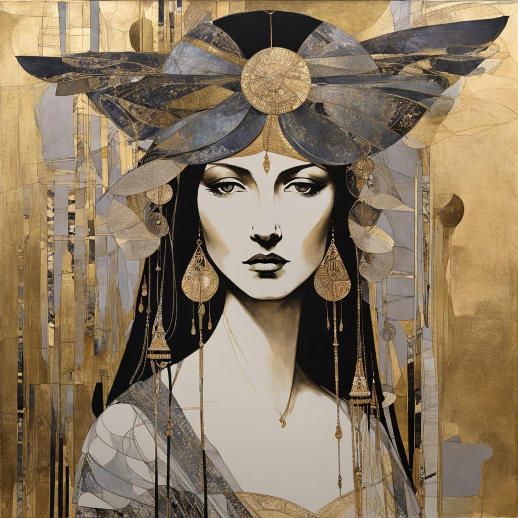 Ethereal Bohemian Goddess in Golden Splendor