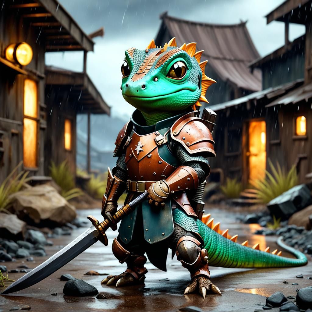 Sad Chibi Lizard in Fallout Armor