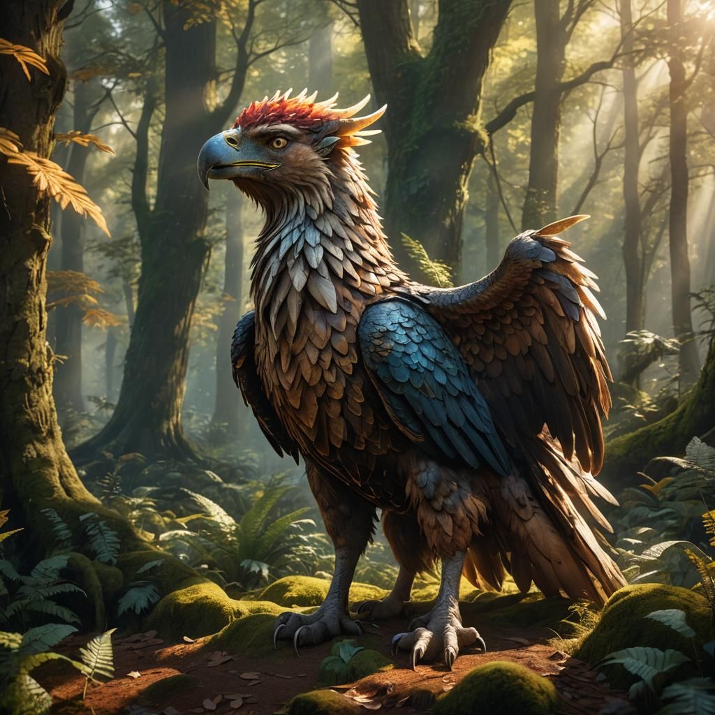 Griffin in Forest: Fantasy Concept Art