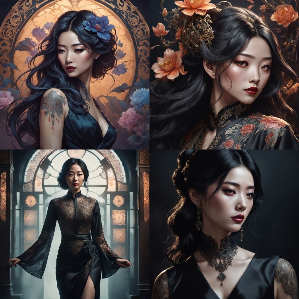 Exotic Gothic Asian Goddess in Cinematic 35mm Film Style