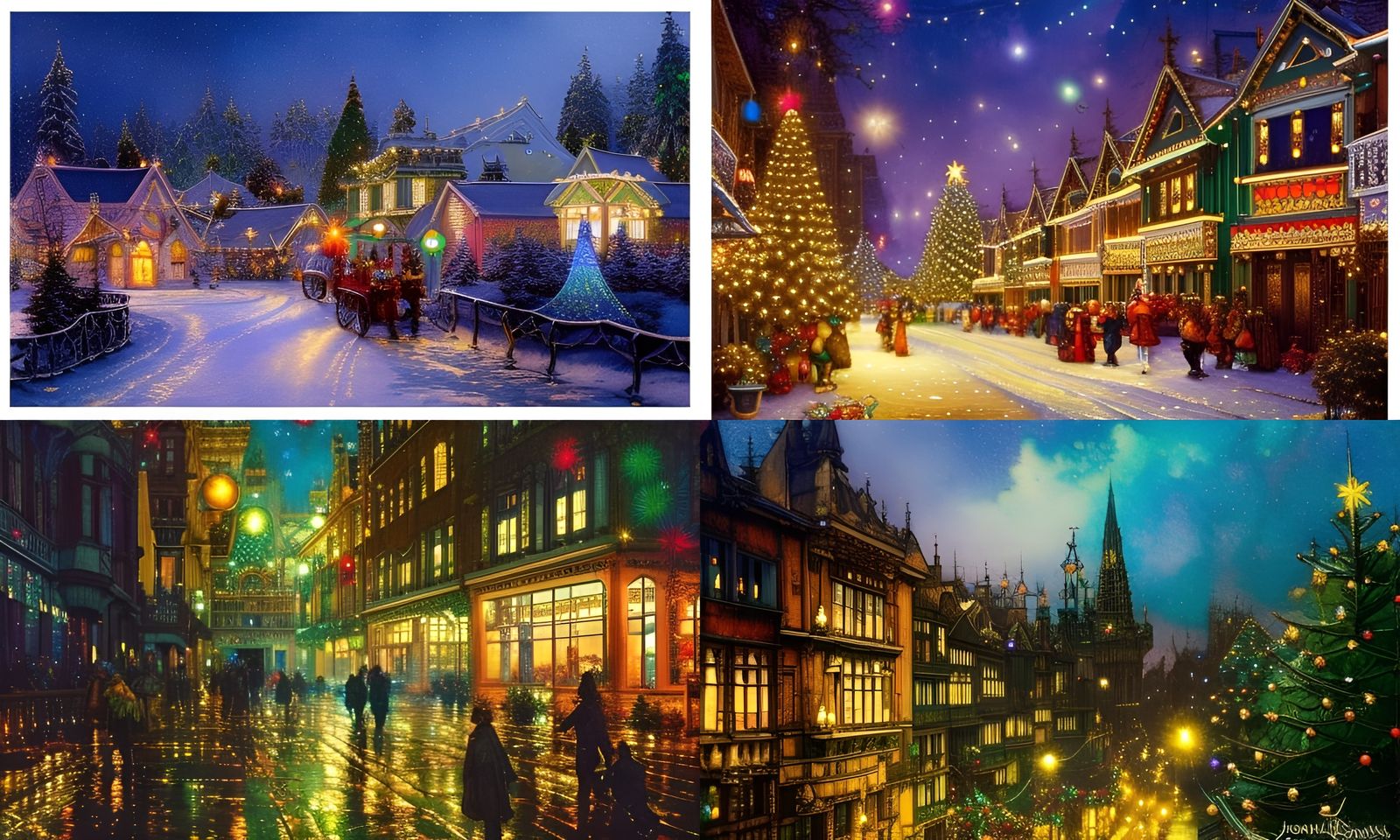 Iridescent Christmas Lights Watercolor Digital Art