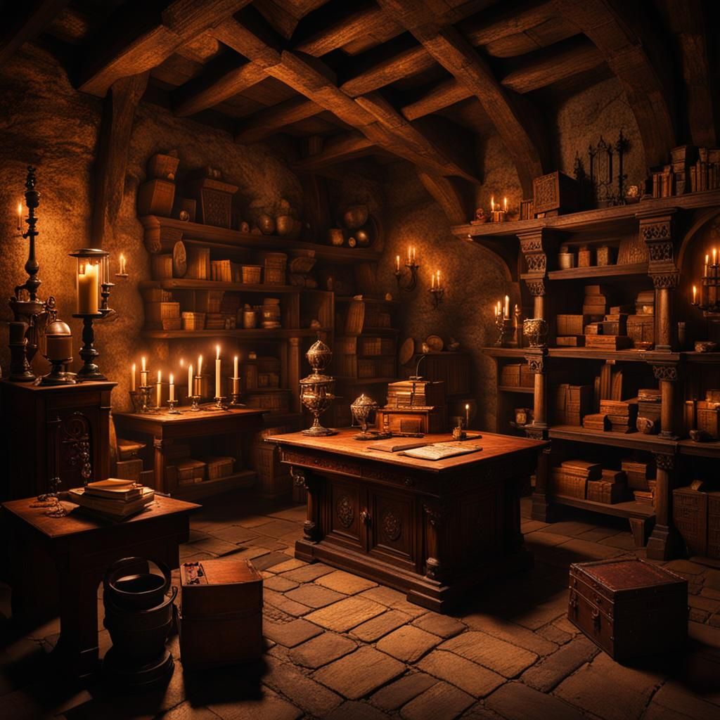 Medieval Lair Chambers with Antique Furnishings