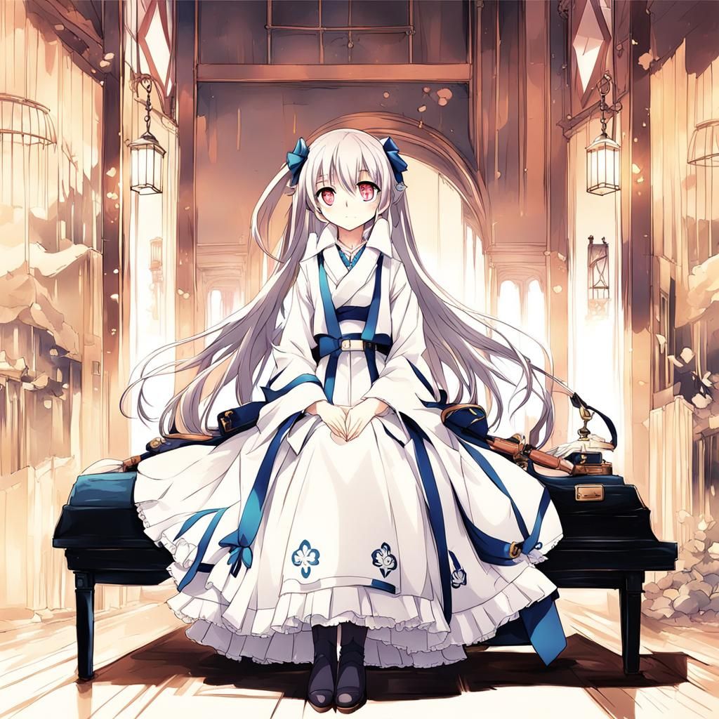 Identical Anime Girls in Japanese Manga Style