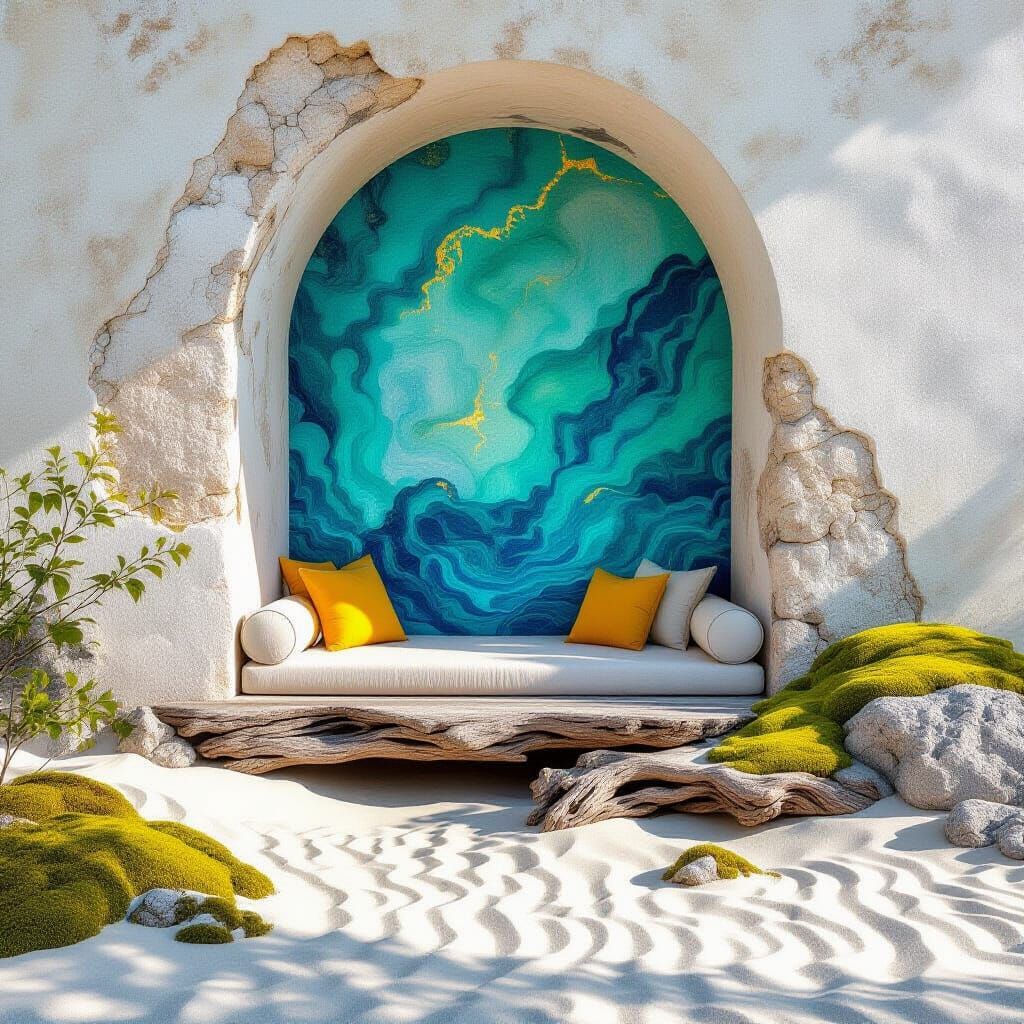 Zen Nook With Radiant Colors and Gold Accents