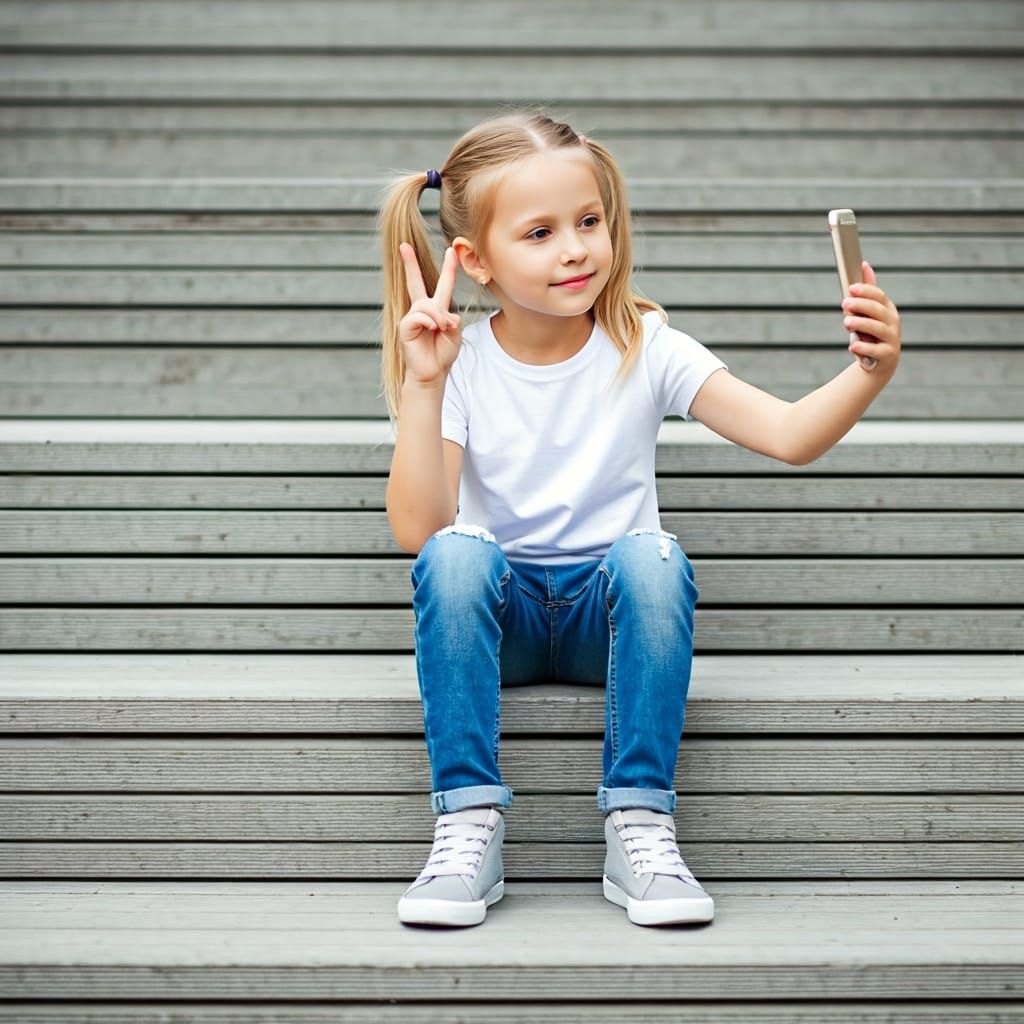 Girl with Smartphone in Photorealistic Style
