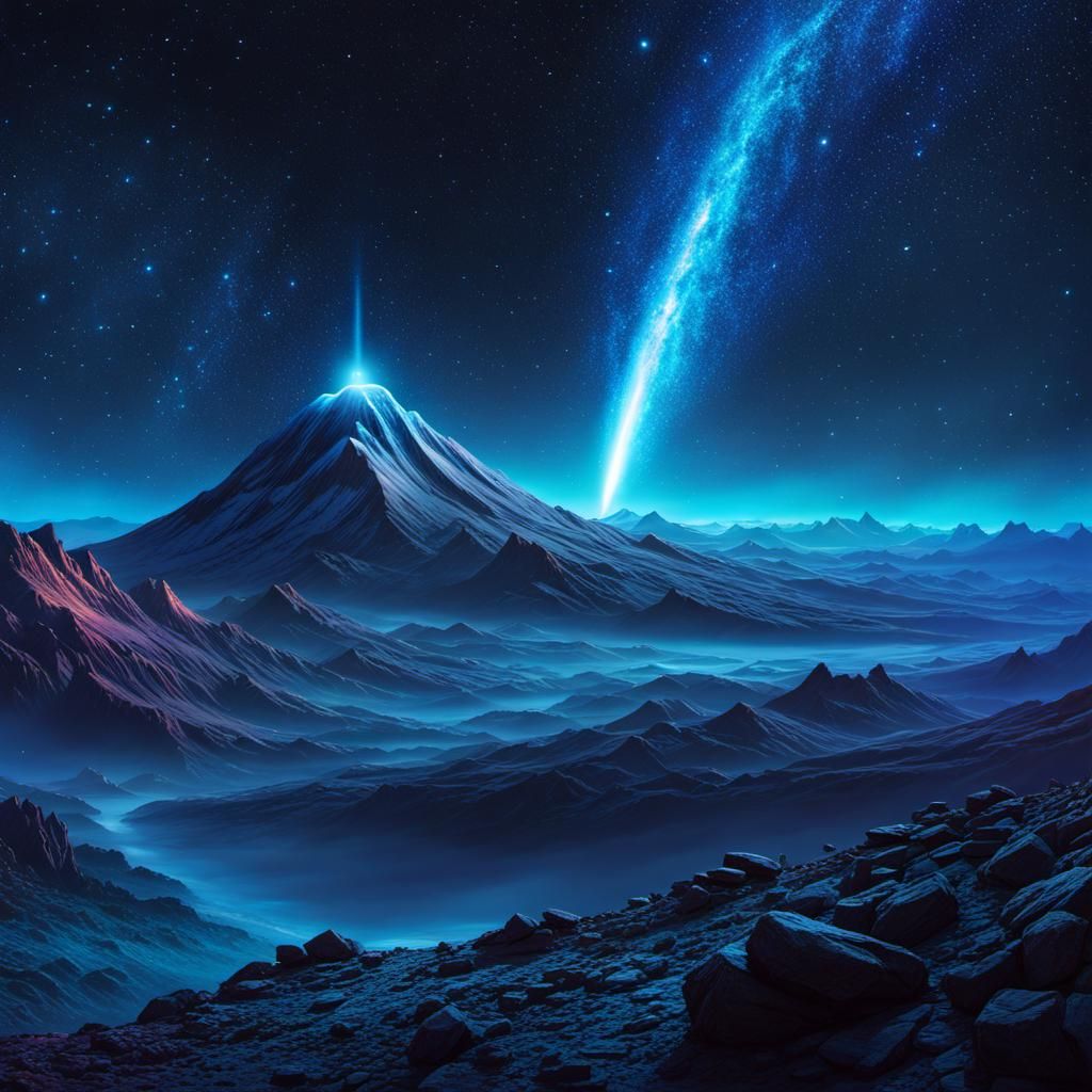 Comet in Night Sky: Digital Matte Painting