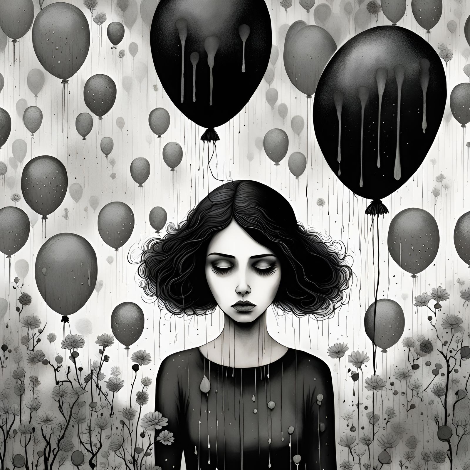 Moody Comic Book Art of Sad Woman