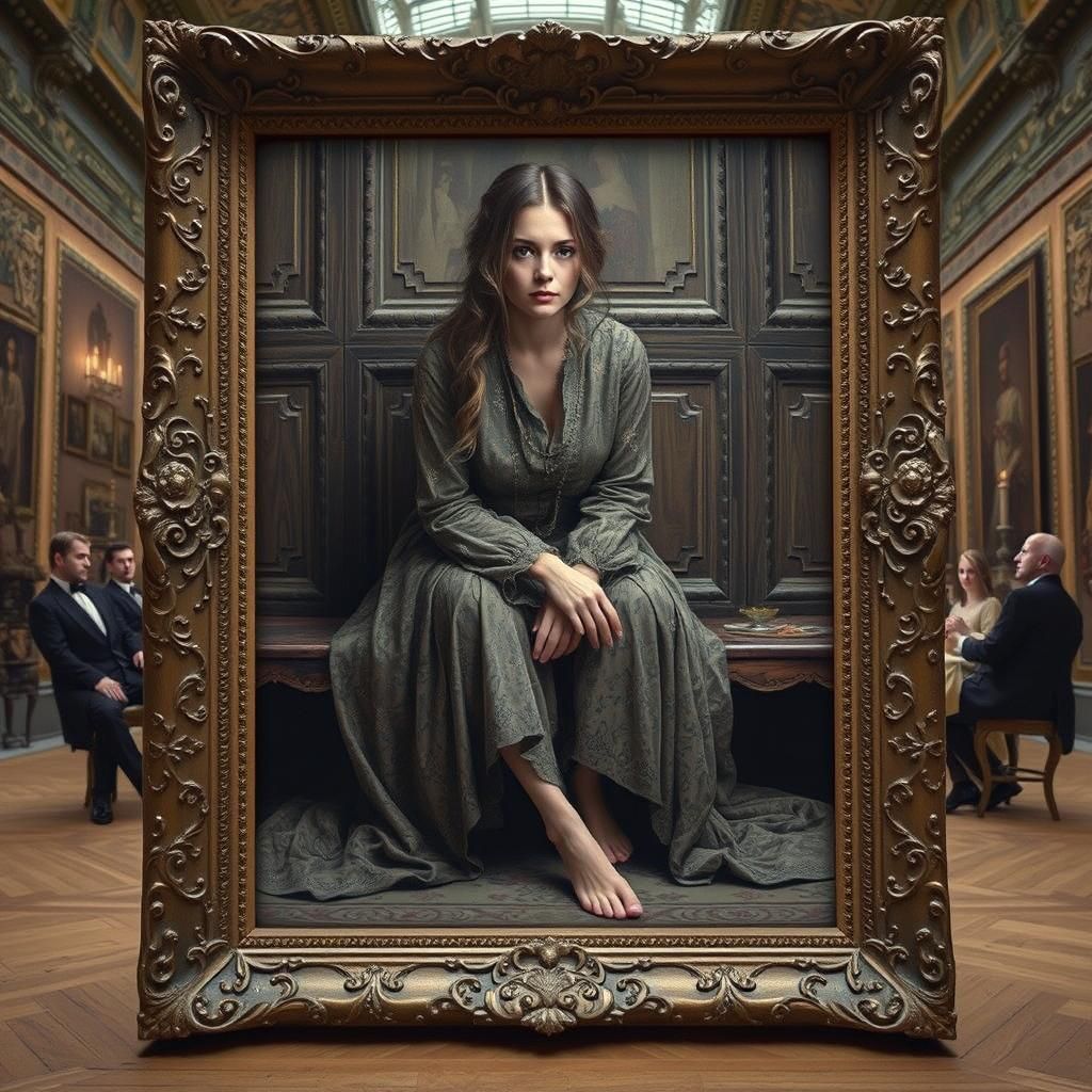 Contemplative Woman in Opulent Chamber, Renaissance Style